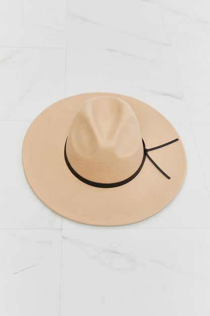 Beige wool-blend Fame fedora, overhead view