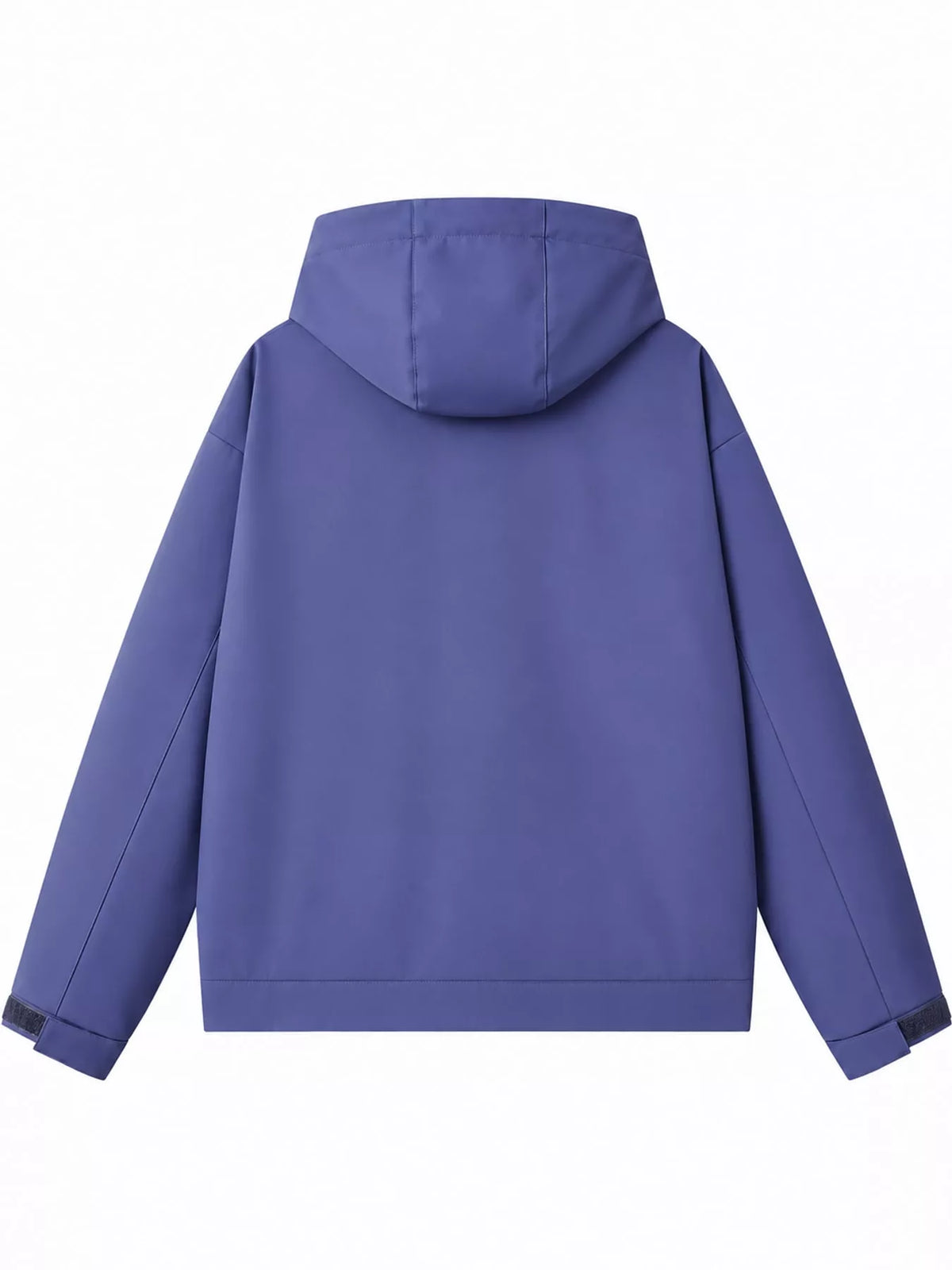 Purple men's hooded multi-pocket zip jacket — back view