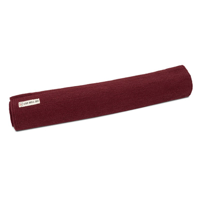 Maroon rolled Live Well 360 cotton yoga mat