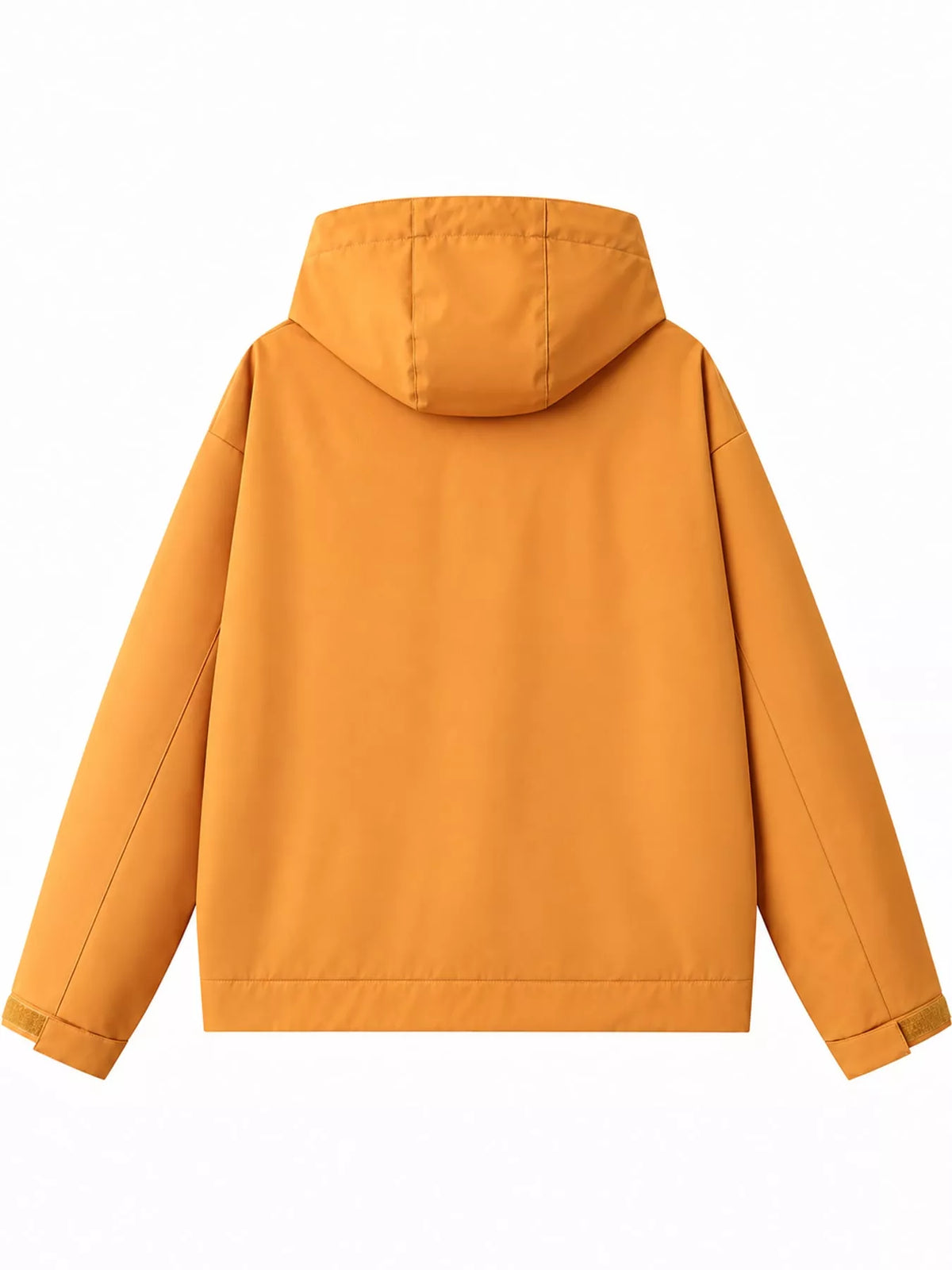 Orange men's hooded multi-pocket zip jacket — back view