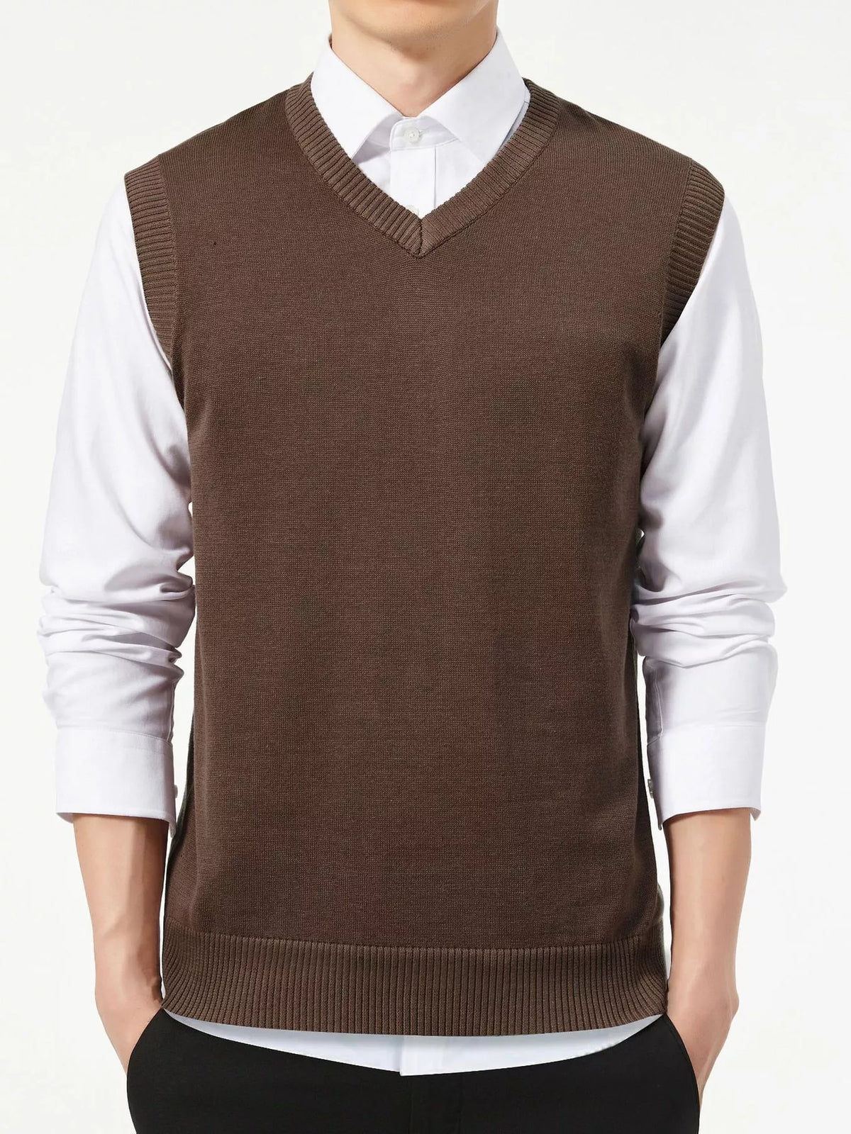 Men's V-neck sweater vest — product view 21; shirt and trousers not included