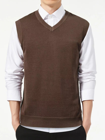 Men's V-neck sweater vest — product view 21; shirt and trousers not included