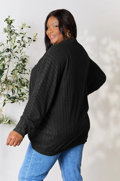 Ribbed open-front cocoon cardigan, product view 6.
