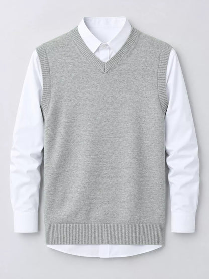 Men's V-neck sweater vest — product view 9; shirt and trousers not included