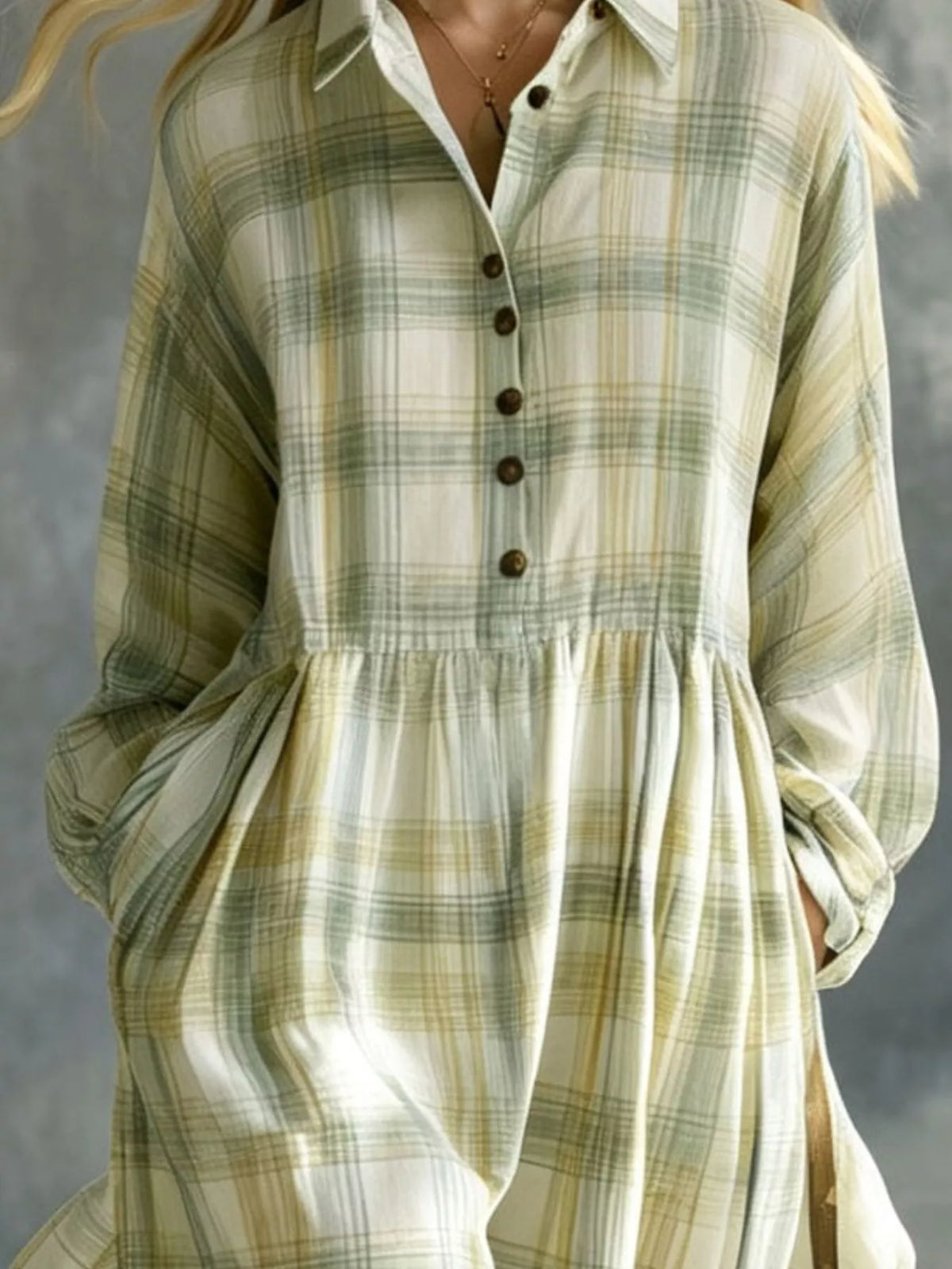 Cyra plaid button-down maxi shirt dress, product image 2 of 14