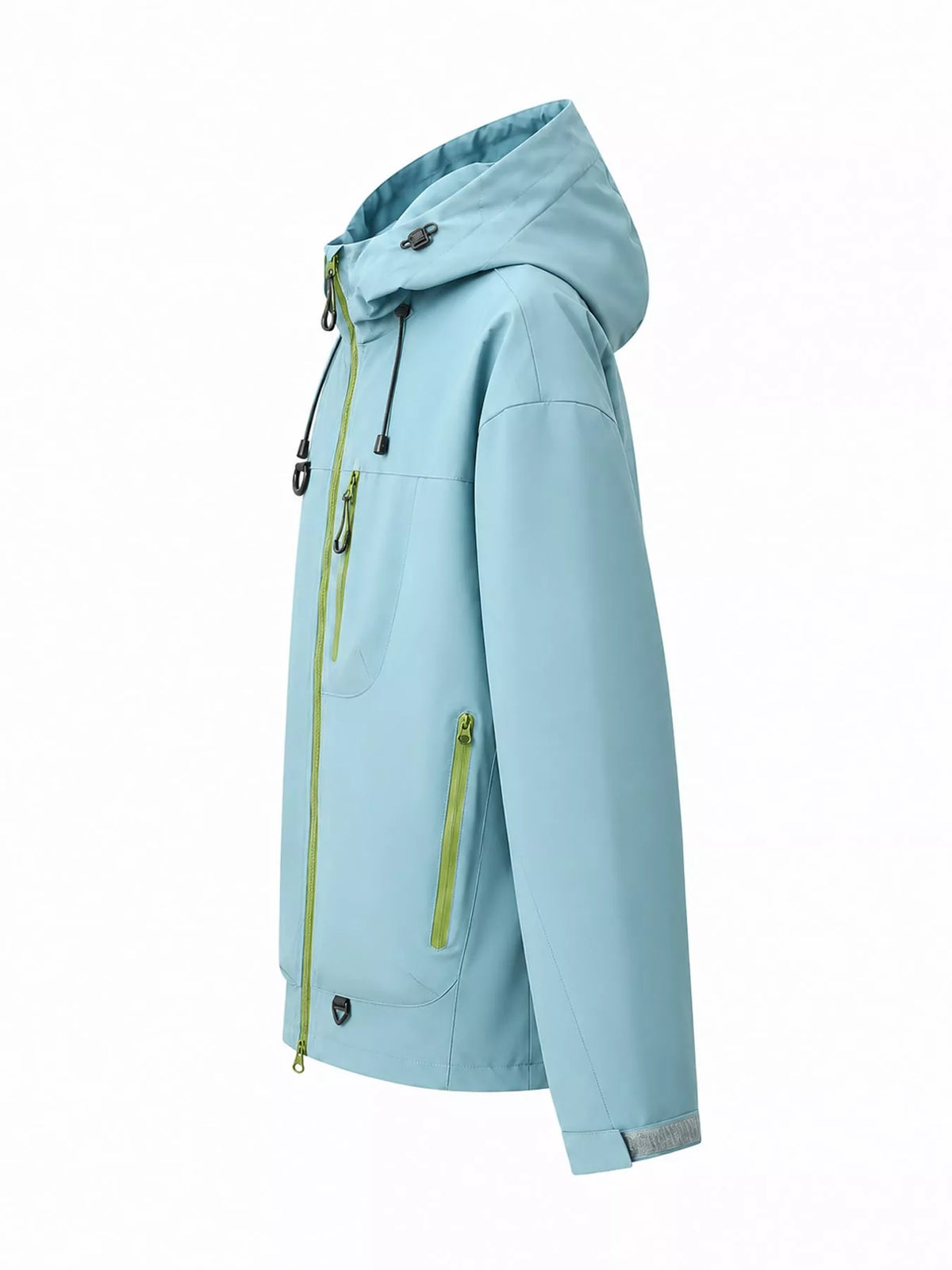 Light Blue men's hooded multi-pocket zip jacket — side view