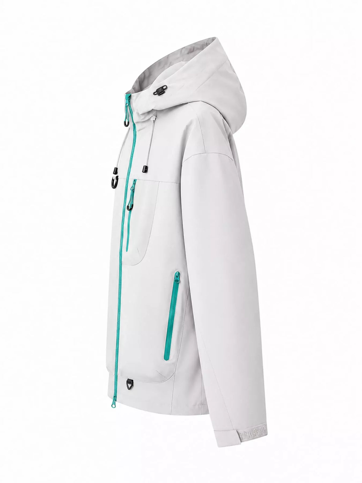 Light Green men's hooded multi-pocket zip jacket — side view