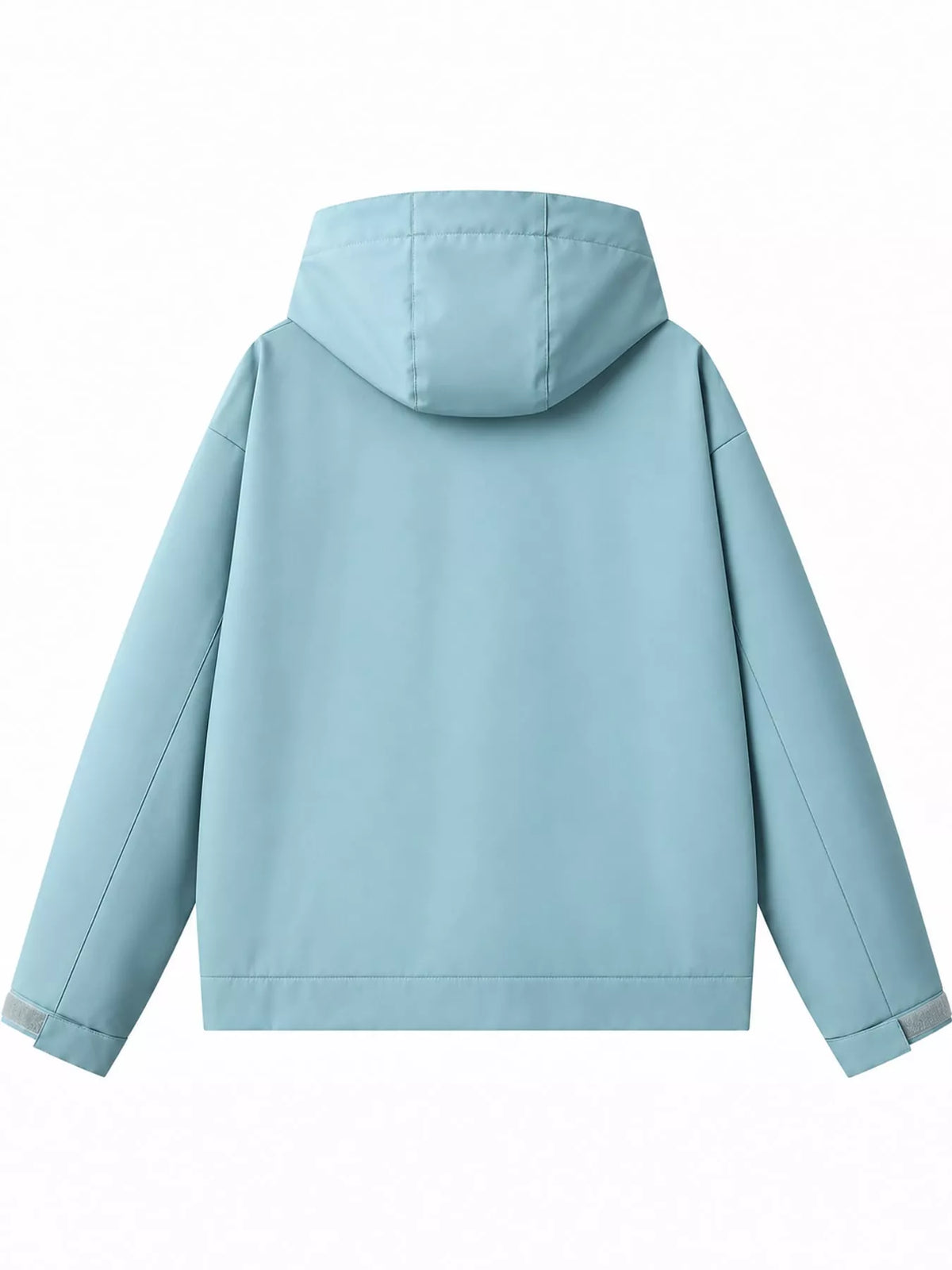 Light Blue men's hooded multi-pocket zip jacket — back view