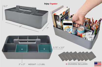 Enjoy Organizer caddy dimensions and removable divider layout.
