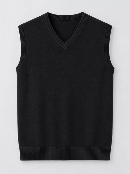 Men's V-neck sweater vest — product view 4; shirt and trousers not included