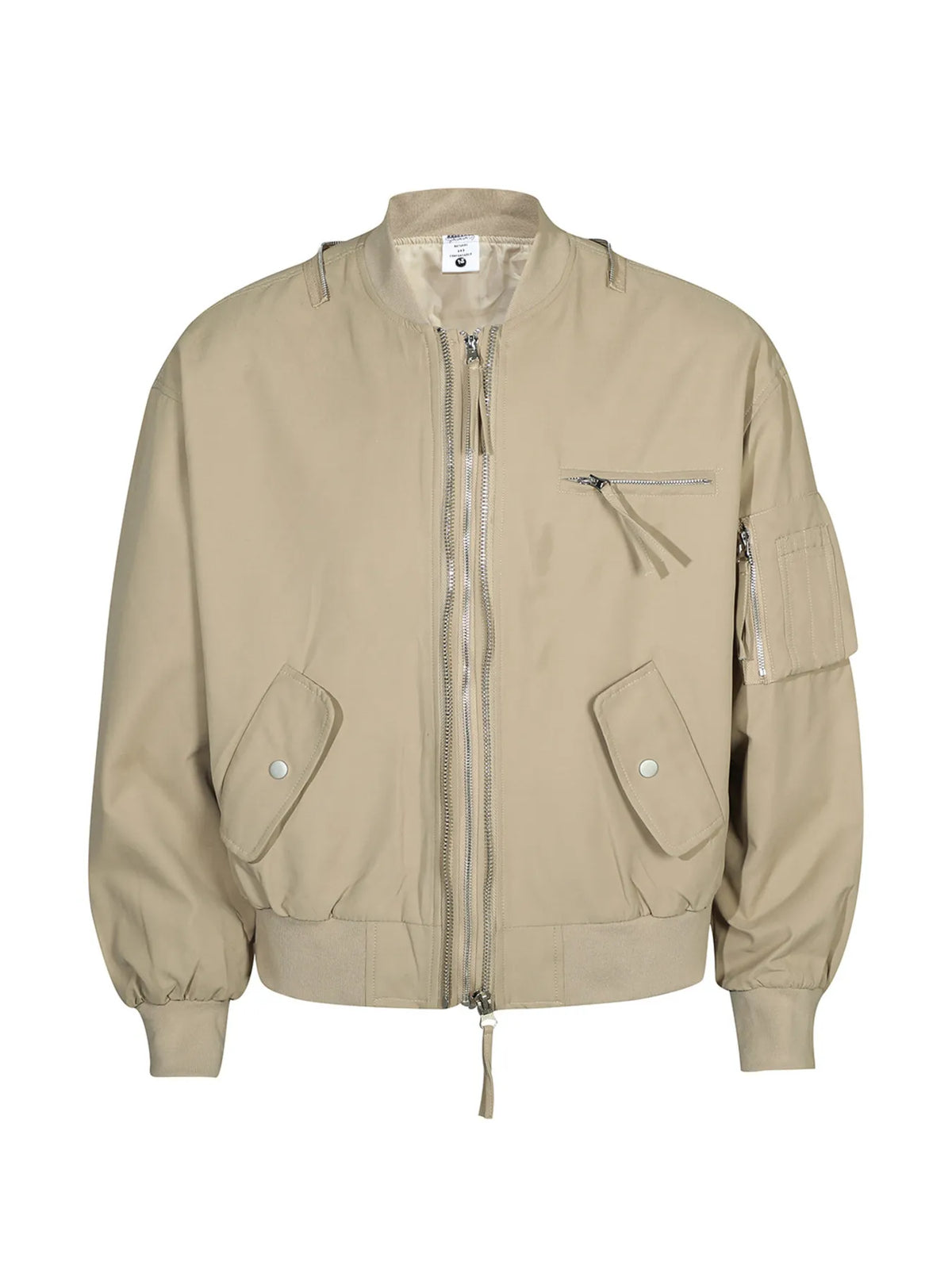 Apricot zip-front jacket, garment-only front view