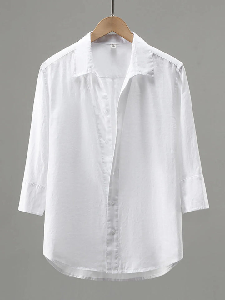 Men's Plus Size Flax Button-Up Shirt