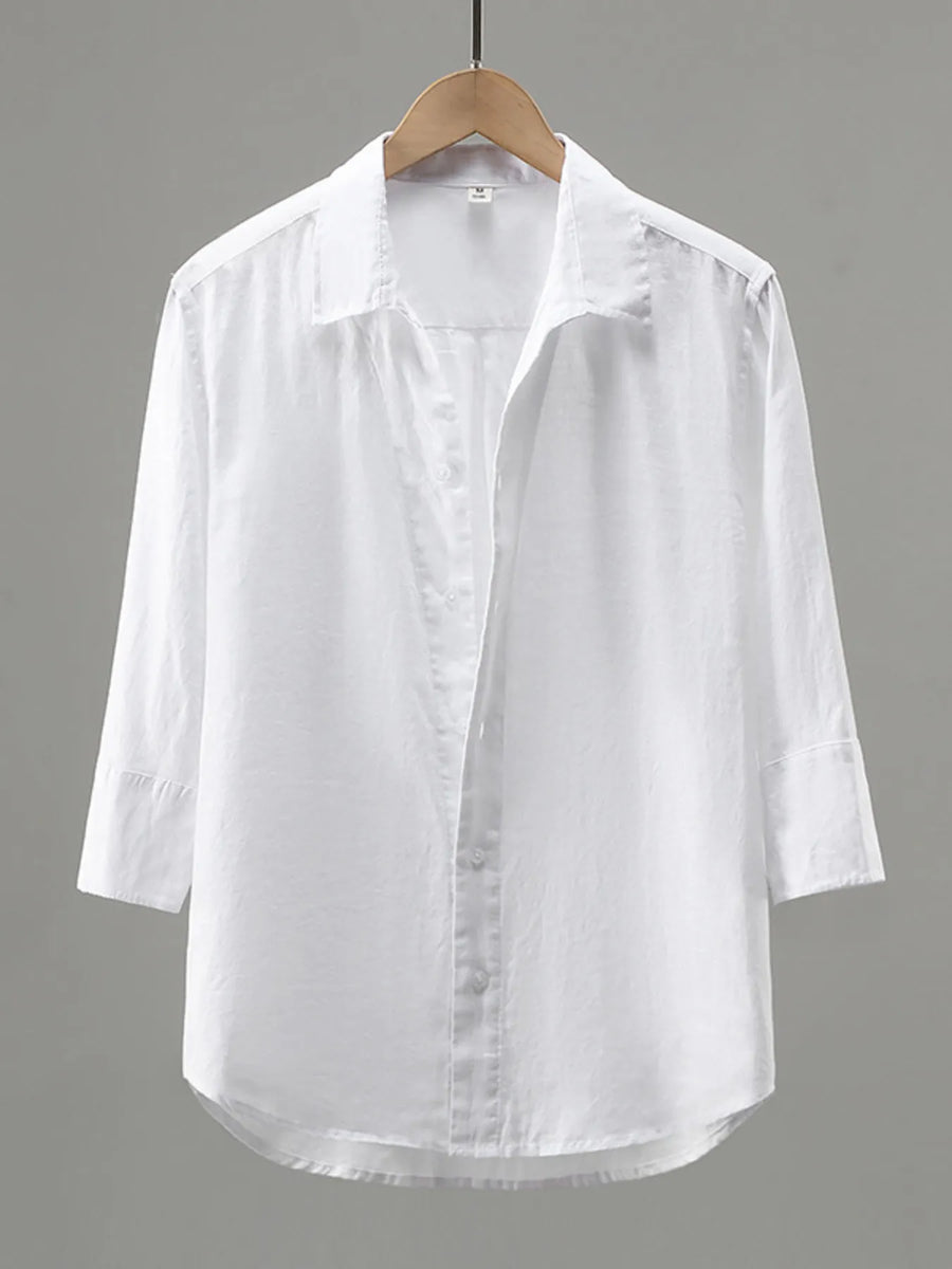 Men's Plus Size Flax Button-Up Shirt