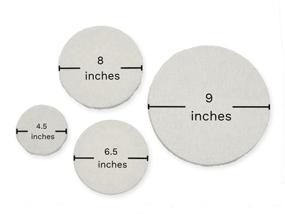 Supplier size illustration showing four cloth cover sizes