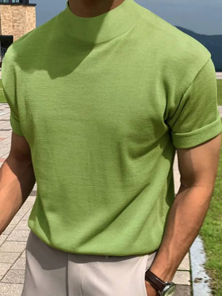 Men's Full Size Mock Neck Short Sleeve T-Shirt Plus Size