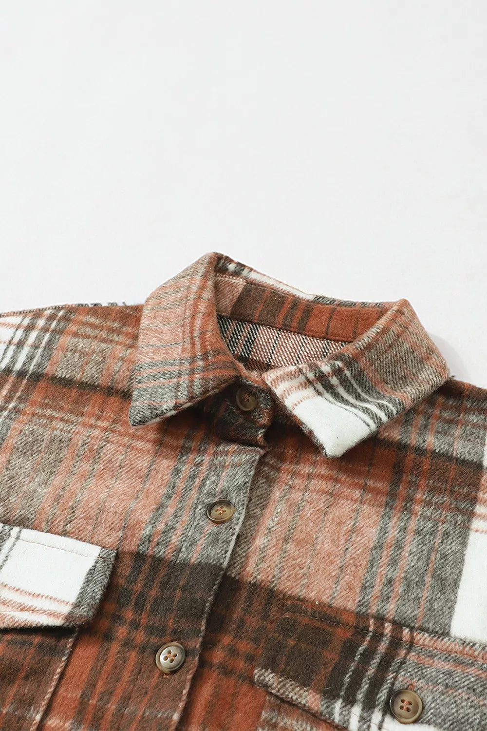 Caramel plaid button-up shacket product view 9