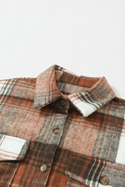Caramel plaid button-up shacket product view 9