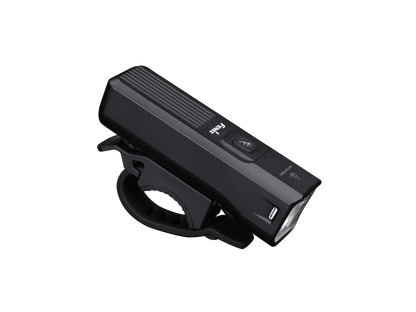 Fenix BC15R black bicycle light and mount, angled front view