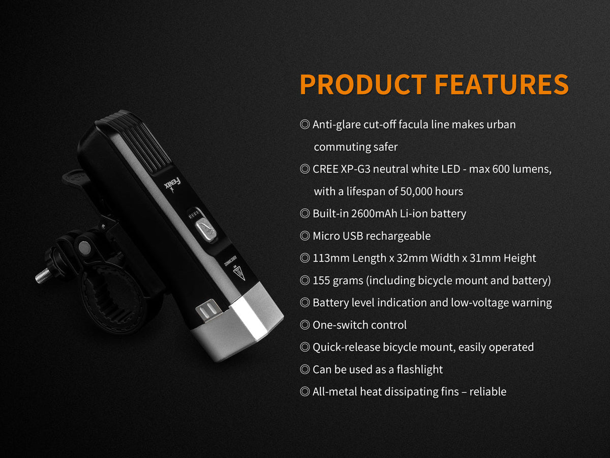 Fenix BC25R manufacturer product-features graphic
