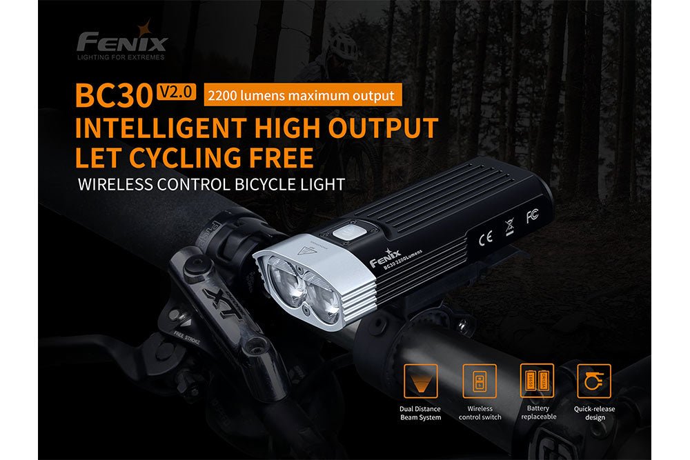 Fenix BC30 V2 bicycle light manufacturer design graphic