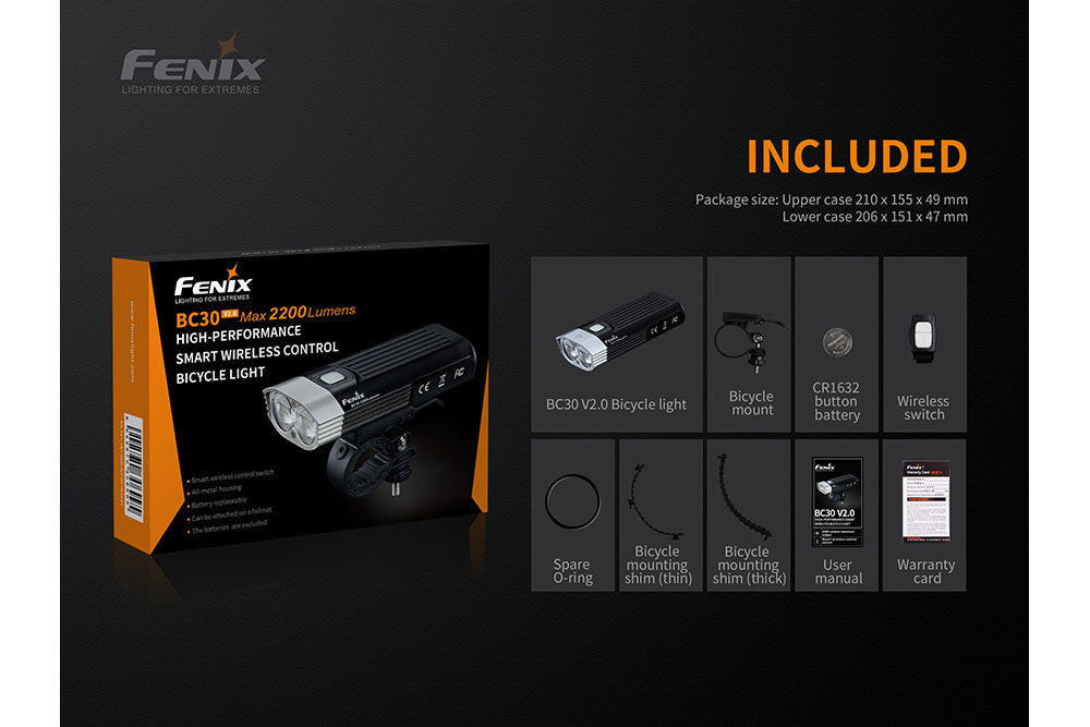 Fenix BC30 V2 package contents graphic