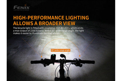 Fenix BC30 V2 beam shown during bicycle ride