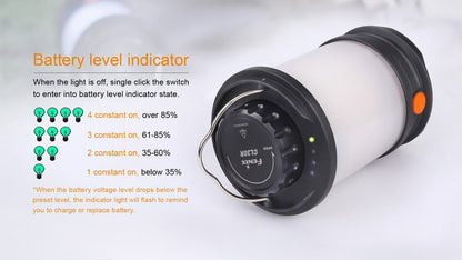 Fenix CL30R battery-level indicator graphic
