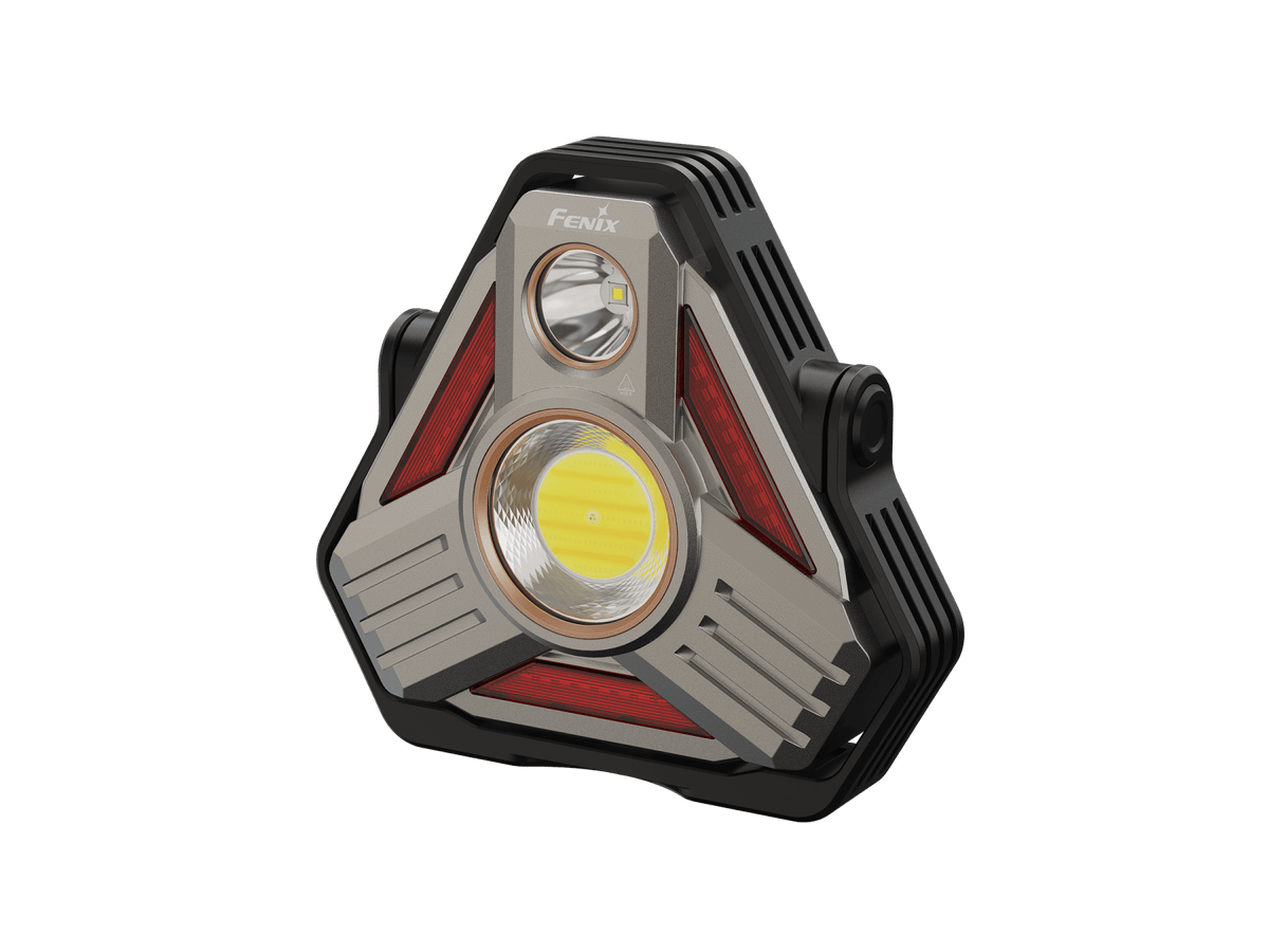 Fenix CP50R triangular camping and roadside lantern with magnetic handle, front spotlight and floodlight