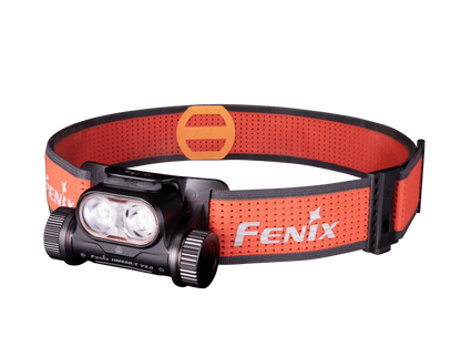 Black HM65R-T V2 headlamp with orange and black headband.