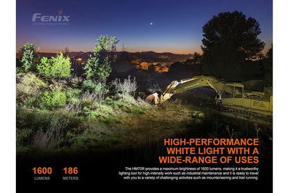 Fenix HM70R headlamp illuminating a nighttime work area