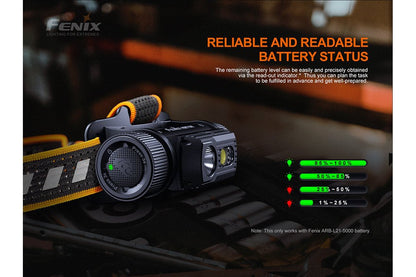 Fenix HM70R battery-level indicator feature with ARB-L21-5000 battery compatibility note