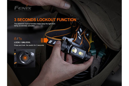 Fenix HM70R switch showing its lockout function