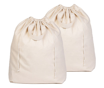 Two canvas laundry bags, illustrating the two-bag pack