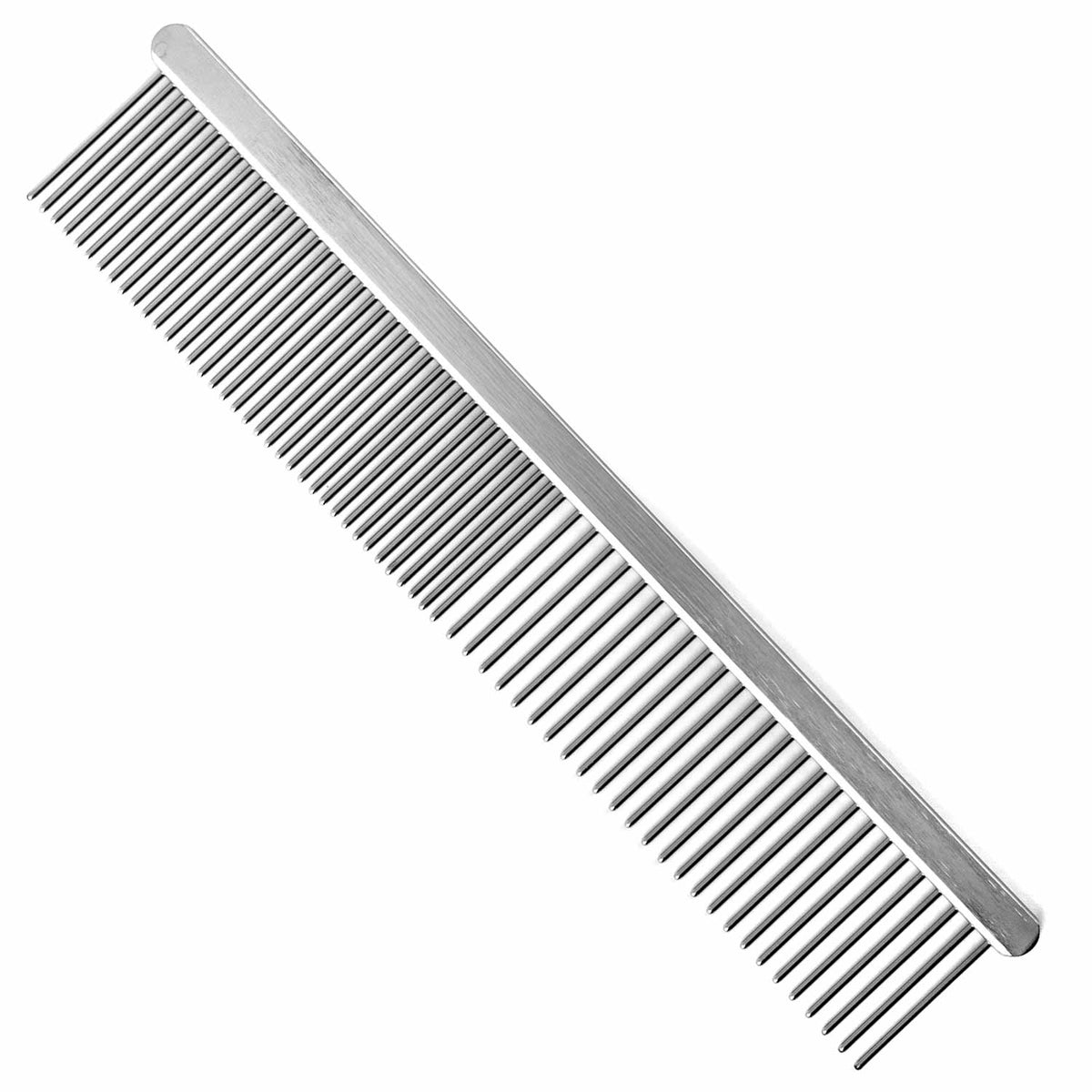 One 6-inch flat-back steel pet grooming comb.