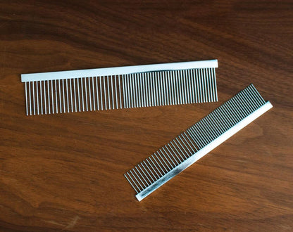 Two grooming combs shown for comparison; each order includes one selected comb.