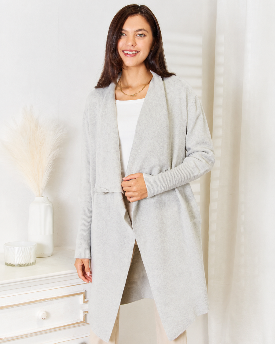 Angel Wings Open Front Duster Cardigan with Pockets