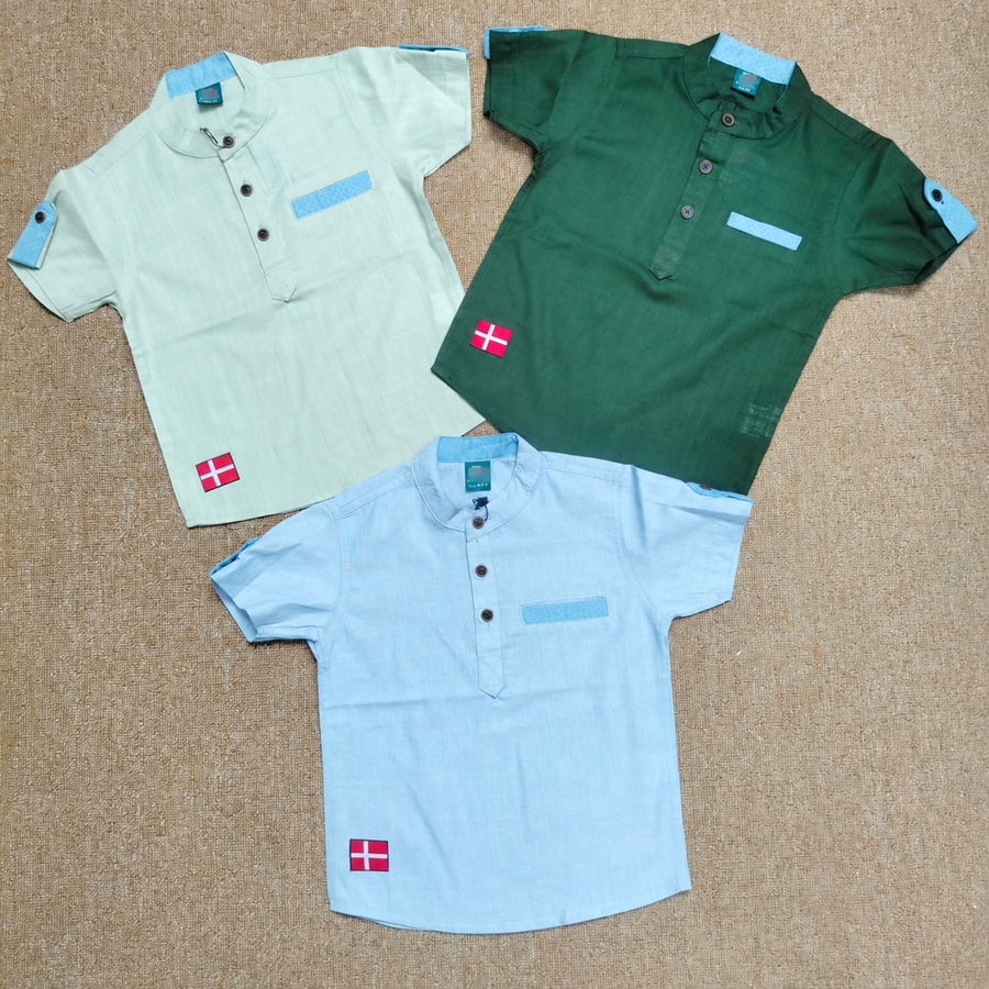 Boys’ Band-Collar Shirts — Coming Soon