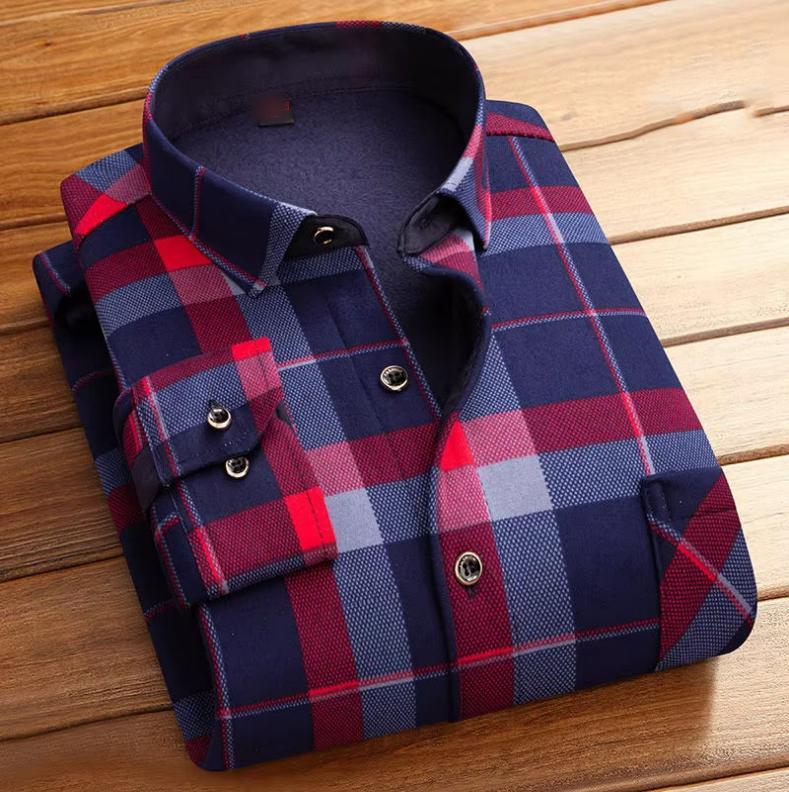Men's Plaid Long-Sleeve Shirt - Style 005