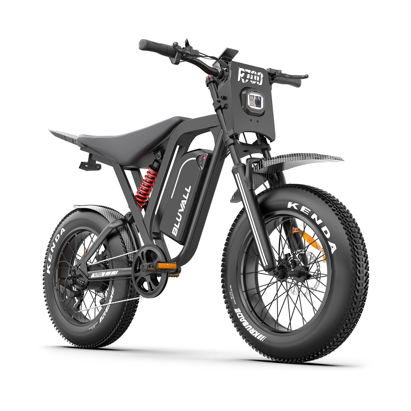 Black R700 Trail 30 electric bike on a white background