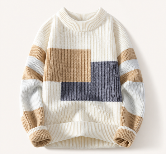 Clean studio catalogue image of Color-Block Sweater - Style 001, JSK-USW-001
