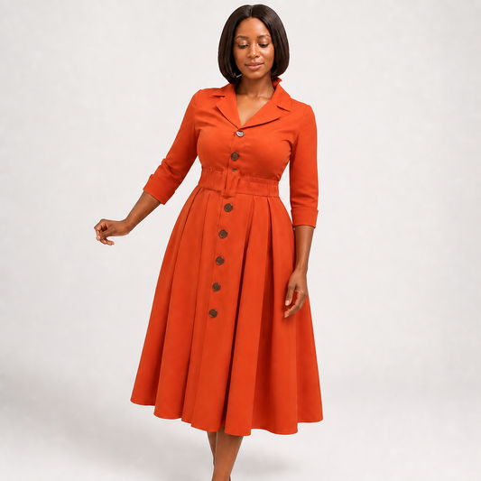 Women's Button-Front Midi Dress - Style 001 product preview, JSK-WDR-001