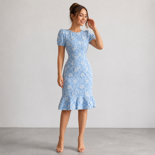 Clean studio catalogue image of Women's Floral Midi Dress - Style 005, JSK-WDR-005