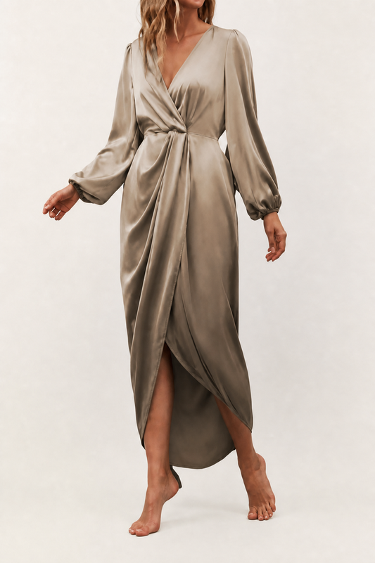 Clean studio catalogue image of Women's Wrap Dress - Style 010, JSK-WDR-010