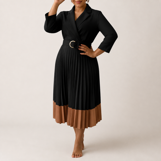 Clean studio catalogue image of Women's Pleated Dress - Style 016, JSK-WDR-016