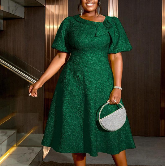 Women's emerald-green textured midi dress, JSK-WDR-027