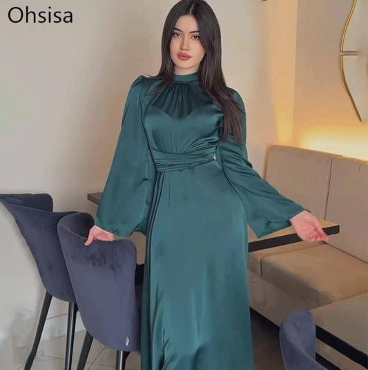 Women's full-length green maxi dress, JSK-WDR-028