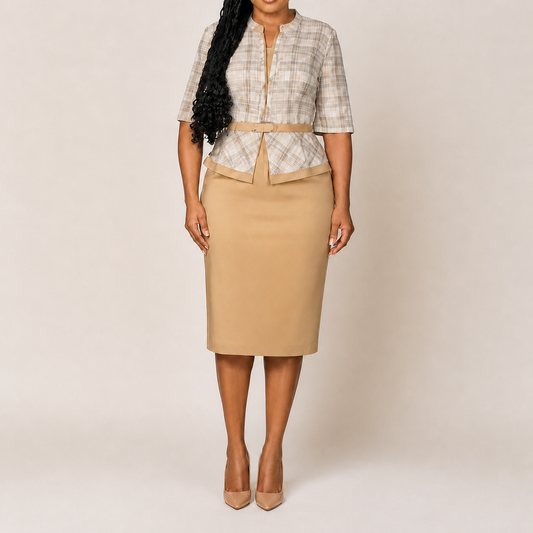 Clean studio catalogue image of Women's Skirt Outfit - Style 001, JSK-WST-001