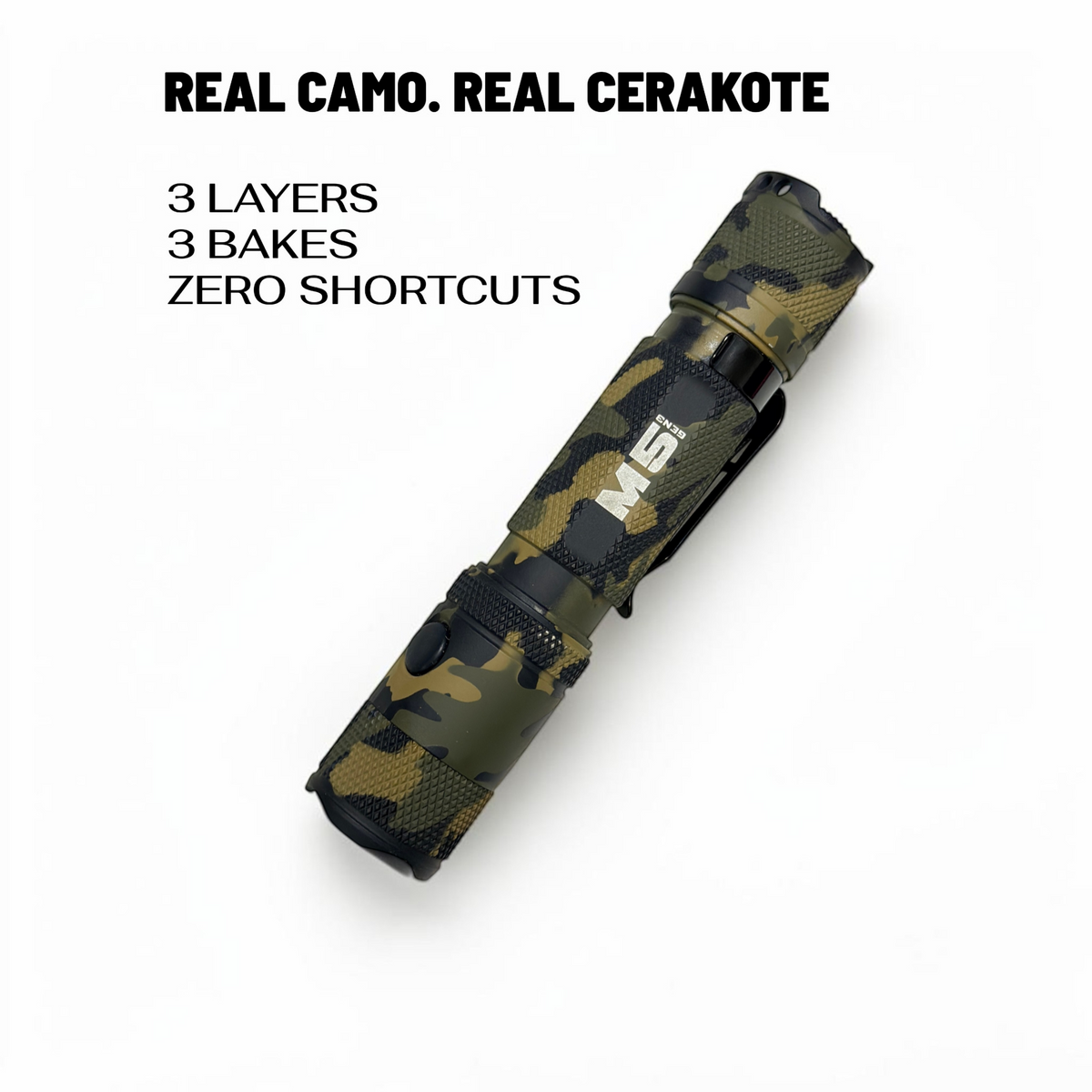 Powertac M5 Gen3 flashlight in Camo finish