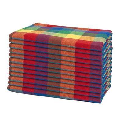 Multicolor plaid cotton dinner napkins