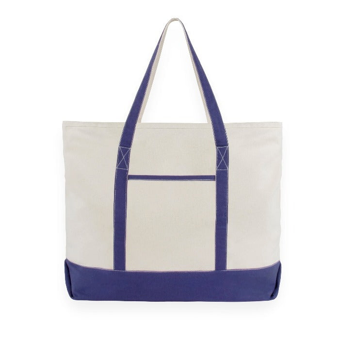 Navy extra-large cotton canvas tote with reinforced handles